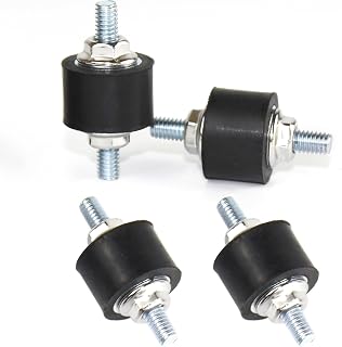 M4 Rubber Vibration Isolator Mounts Double Stud Shock Absorber Isolation Mounts Anti Vibration Silent-Blocks for Car Boat Bobbins Motors Compressors Pumps, 4pcs M4x10-15x10mm, 8pcs LockNuts