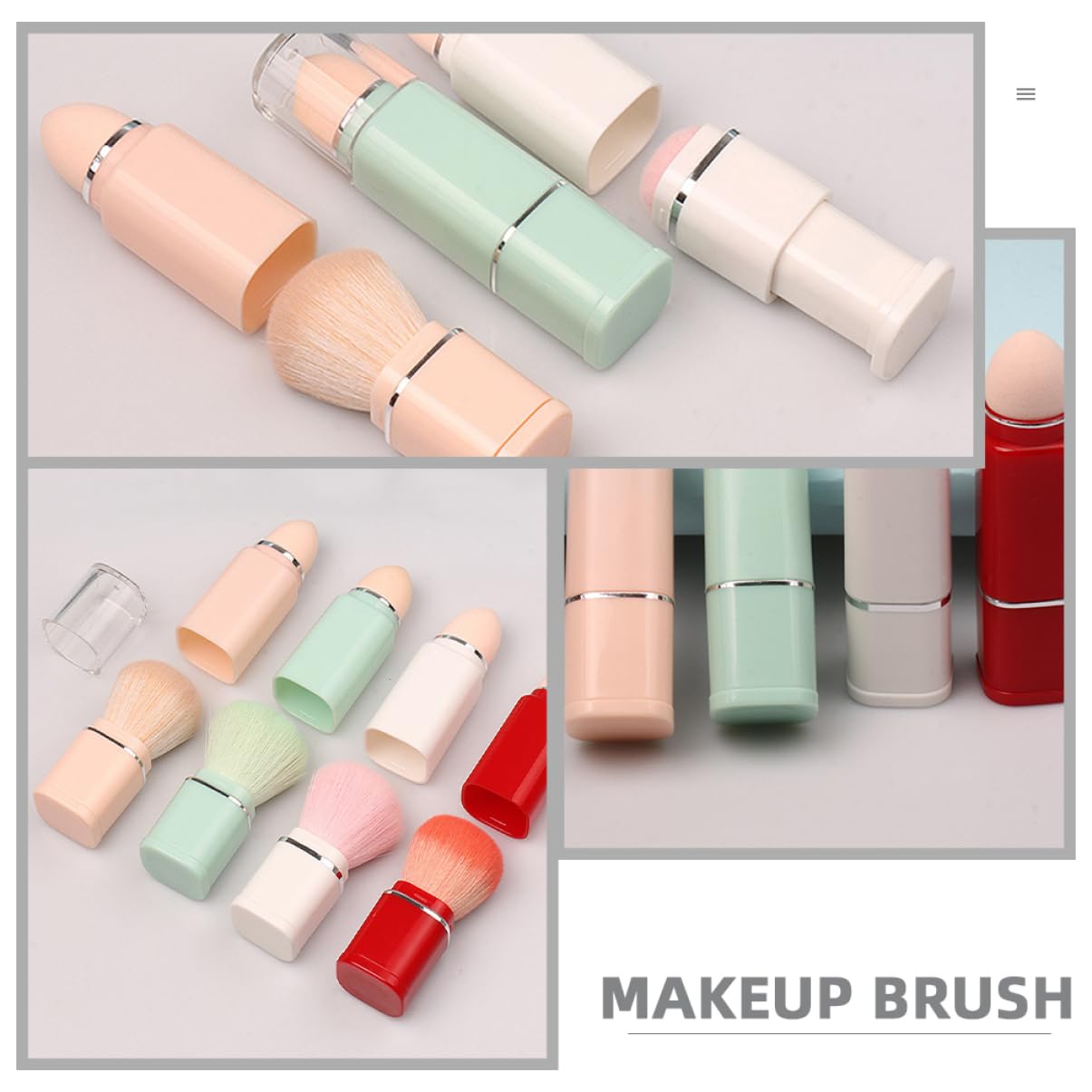 Baluue 2-in-1 Blush Brush with Lid Multi-use Makeup Brush for Foundation Loose Powder for Women's Travel Kit