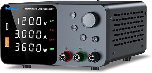 Miniatura 24 de Fuente de alimentación CC, fuente de alimentación de banco de 30 V 10 A con ajuste de codificador, carga rápida USB y tipo C de 5 V/3.6 A, fuentes