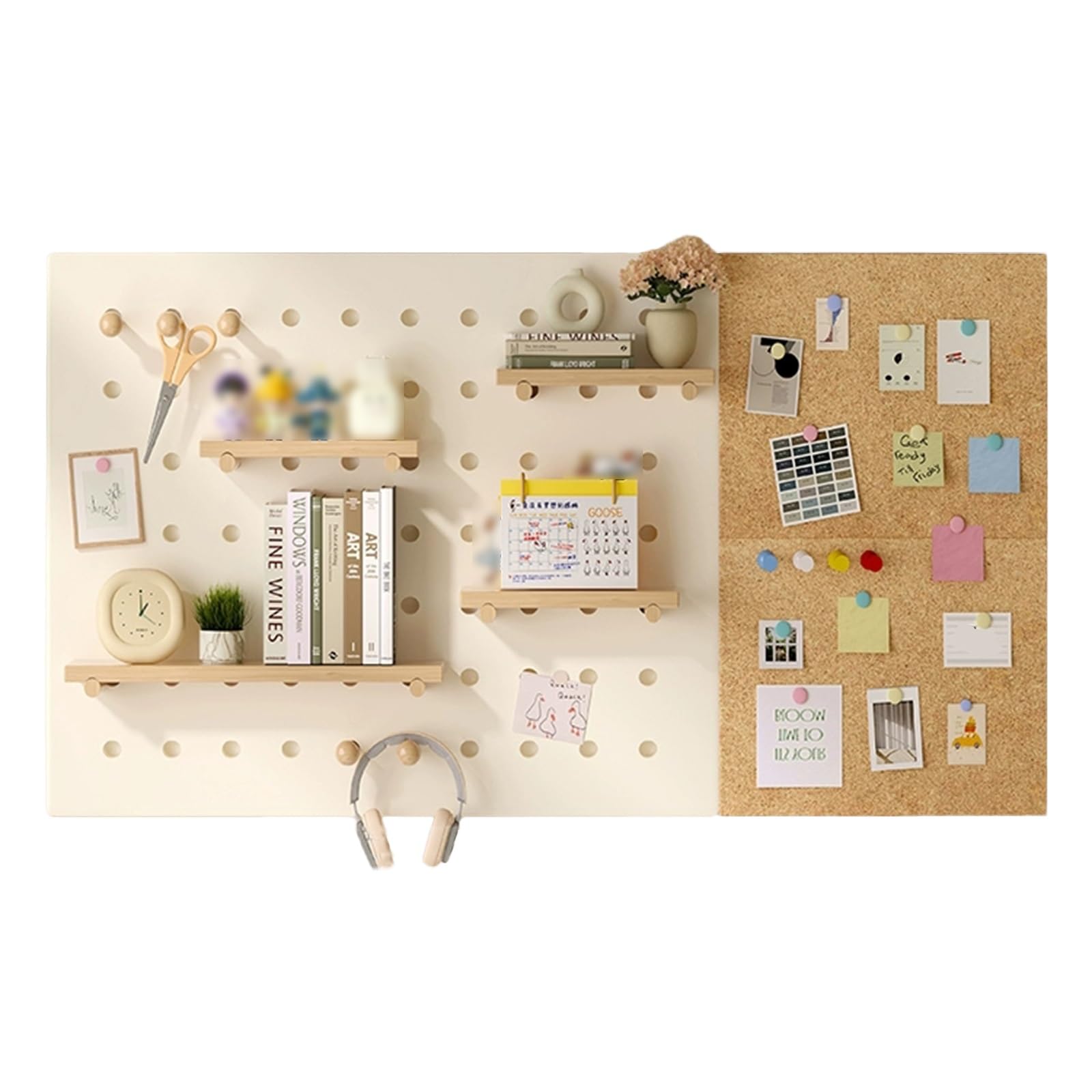 Présentoir en bois tableau en liège multifonction pour chambre et cuisine