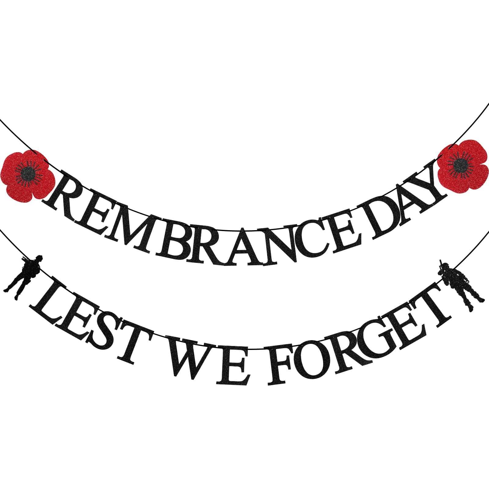 SEPGLITTER 2Pcs Lest We Forget Remembrance Day Banners