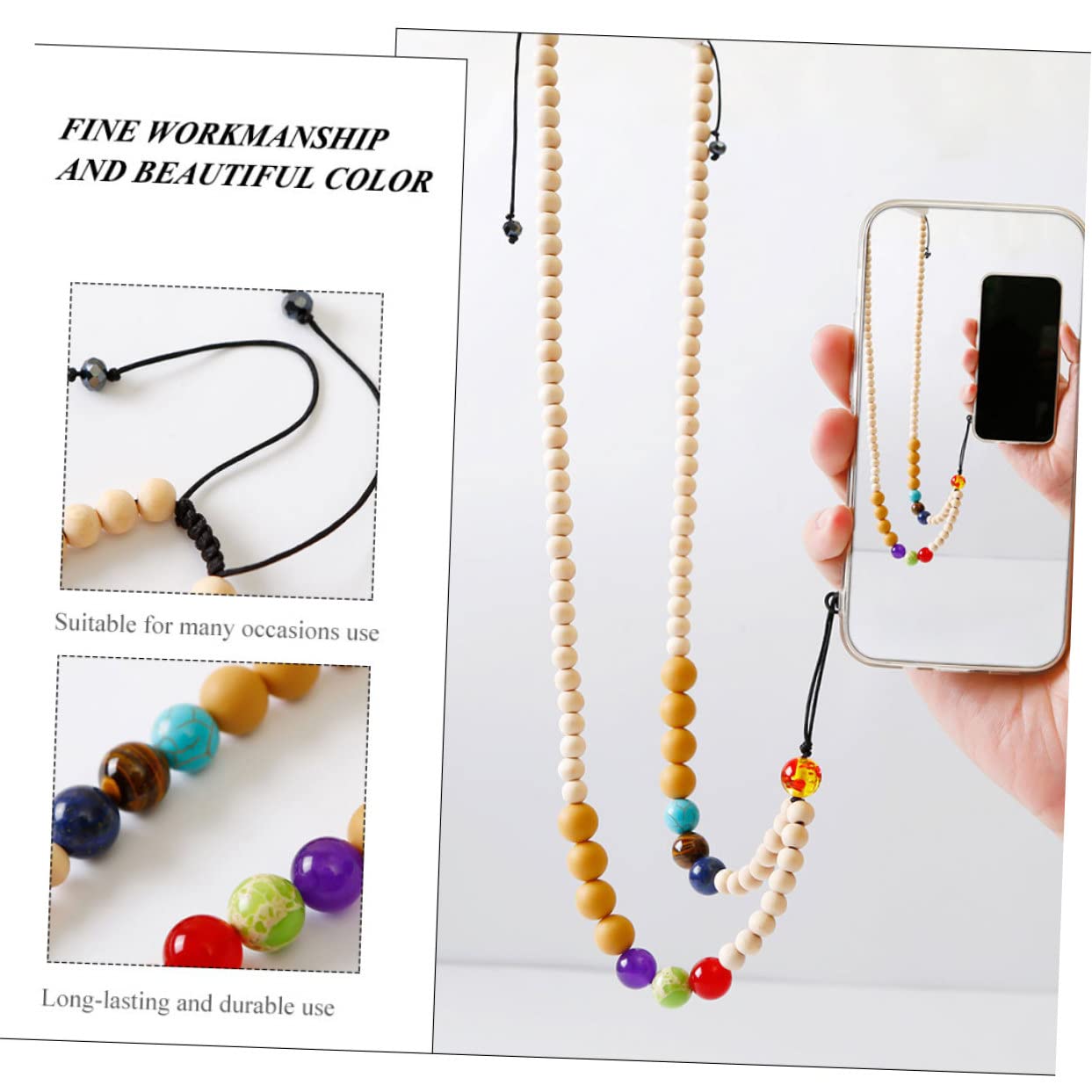 3 Piezas De Cadena De Cuentas De Silicona Para Teléfono Celular Correa Para Colgar Portátil Práctico Cordón Para El Cuello Para Exteriores