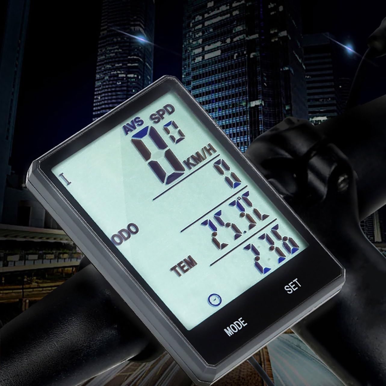 Tachimetro Bici Wireless Retroilluminazione per Bicicletta Nero | Display Inglese, Contachilometri e Guida, Batteria 2032, Uso Quotidiano e Salita