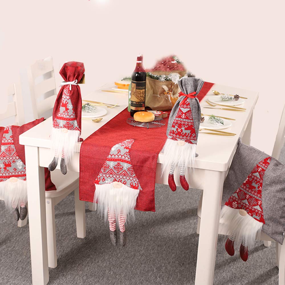 Weihnachtstischläufer Leinen – Buffalo Plaid Rot/Schwarz Mit Weihnachtsmotiven | 180 X 30 Cm, Waschbar, Perfekt Für Festtafel