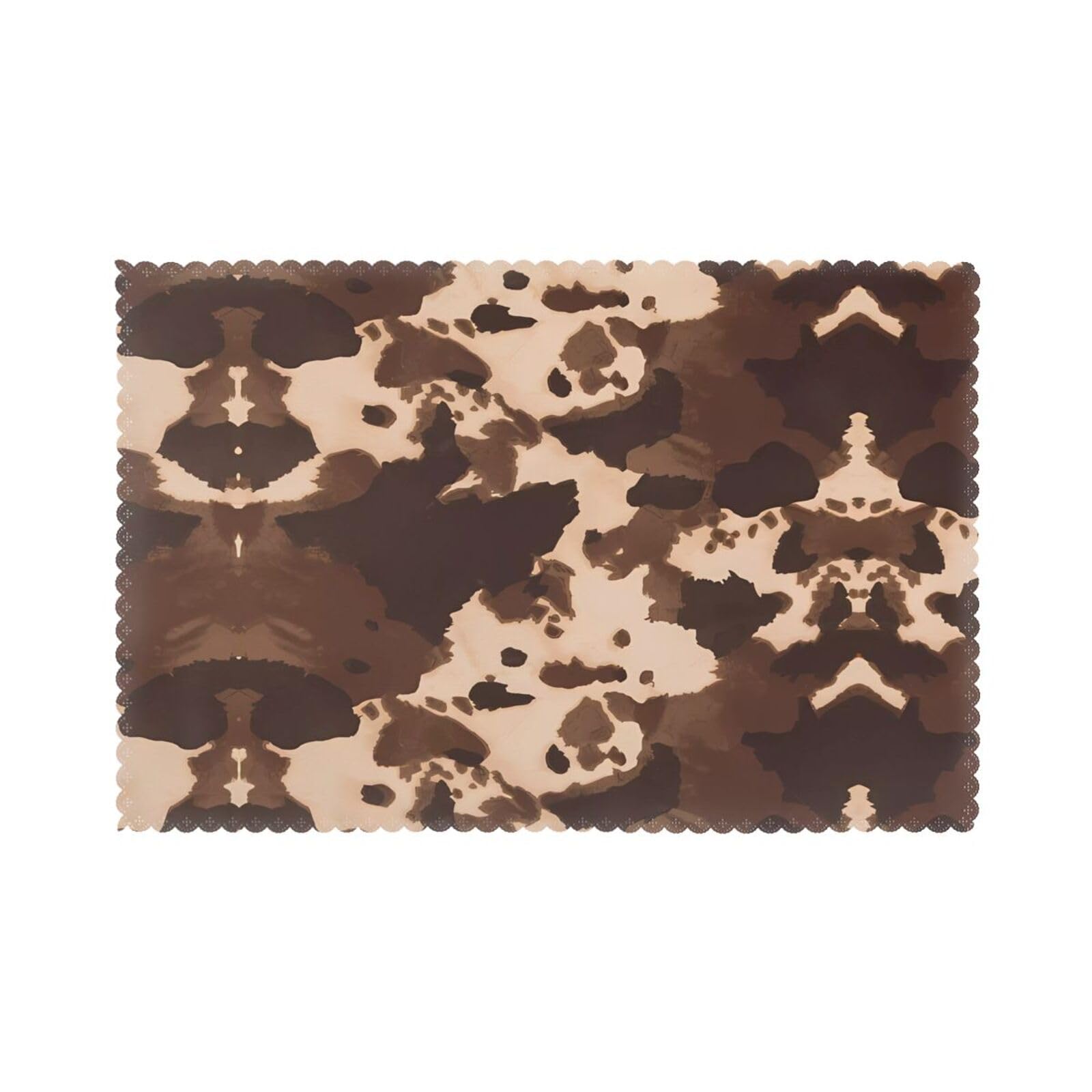 WHJDPP brown cowhide art Prints Placemats Set of 6 12x18in – Durable Table Layers for Stylish Home, Hotel & Festive Gatherings