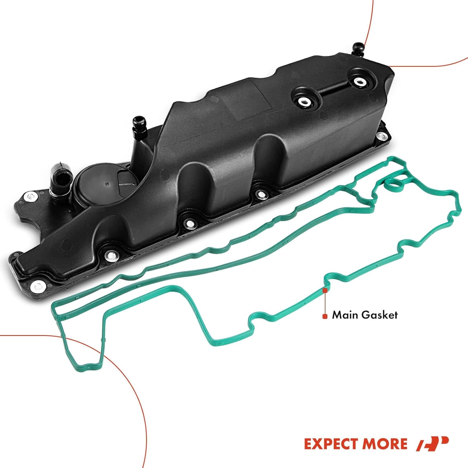 A-Premium L6 3.0L Turbo Engine Valve Cover, with P/CV Oil Trap & Gasket, Compatible with Volvo S60 2011-2016, S80 2008-2015, V60 2015-2016, XC60 2010-2016, XC70 2009-2015, Replace # 31319643