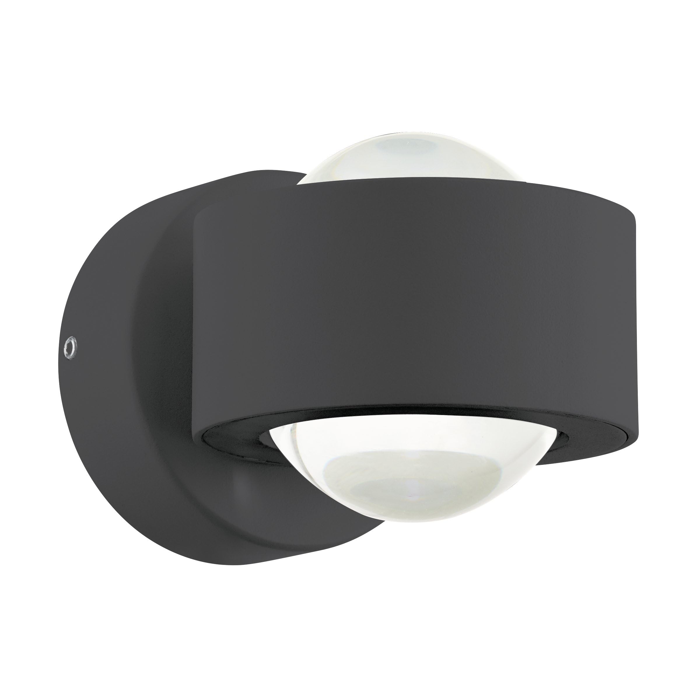 EGLO LED Wandlampe Ono 2, 2 flammige Wandleuchte, Wandstrahler innen aus Aluminium und Kunststoff, Wohnzimmerlampe in Anthrazit, Klar, LED Flurlampe mit Up and Down Light in warmweiß