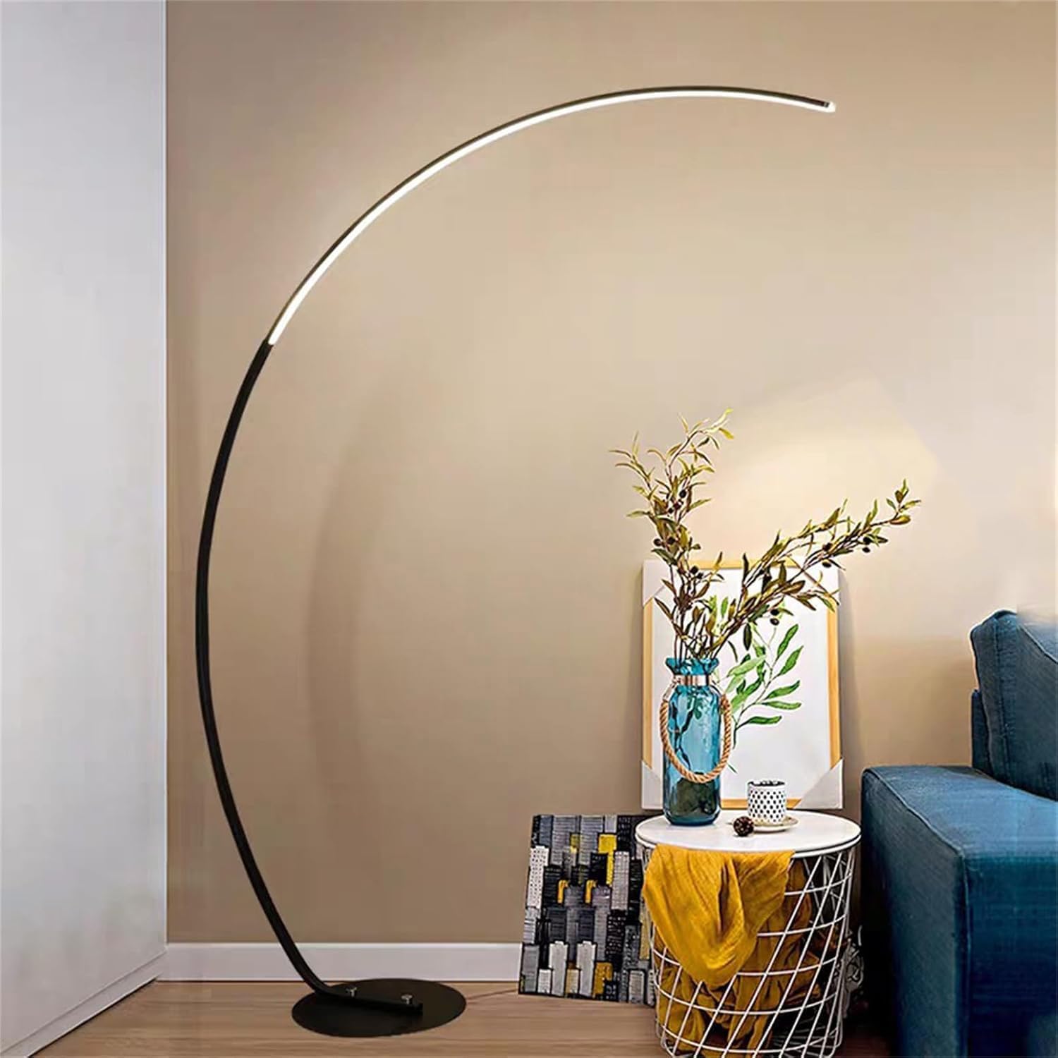 Lampada da Terra Ad Arco Moderna, Alta 170 Cm, con Telecomando, 3 Temperature di Colore E Lampada da Lettura Ad Arco Dimmerabile A 3 Livelli, Lampade Ad Arco A LED per Soggiorno, Camera, Black