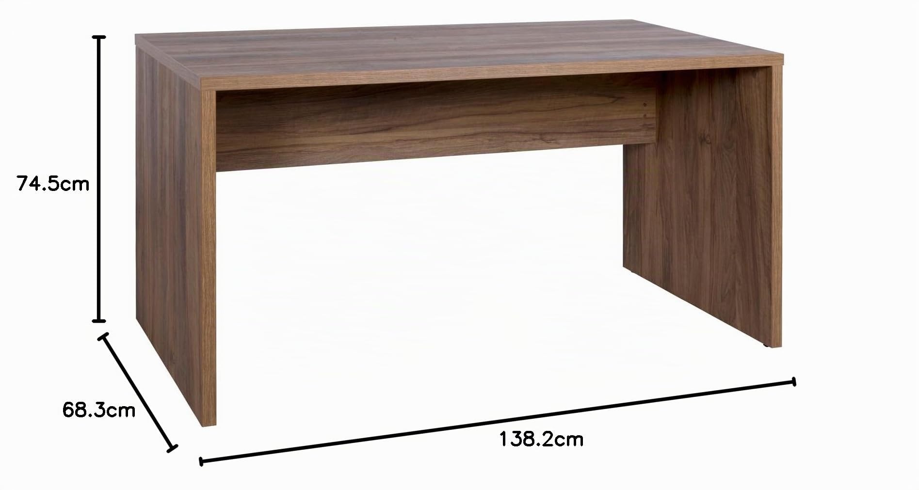 Composad | Scrivania della Linea DAVINCI BRERA con Modesty Panel, Scrivania Moderna ed Elegante, Per PC, Ufficio, Studio, (LxAxP) 138,2x74,5x68,3 cm, Colore Noce Brera, Made in Italy