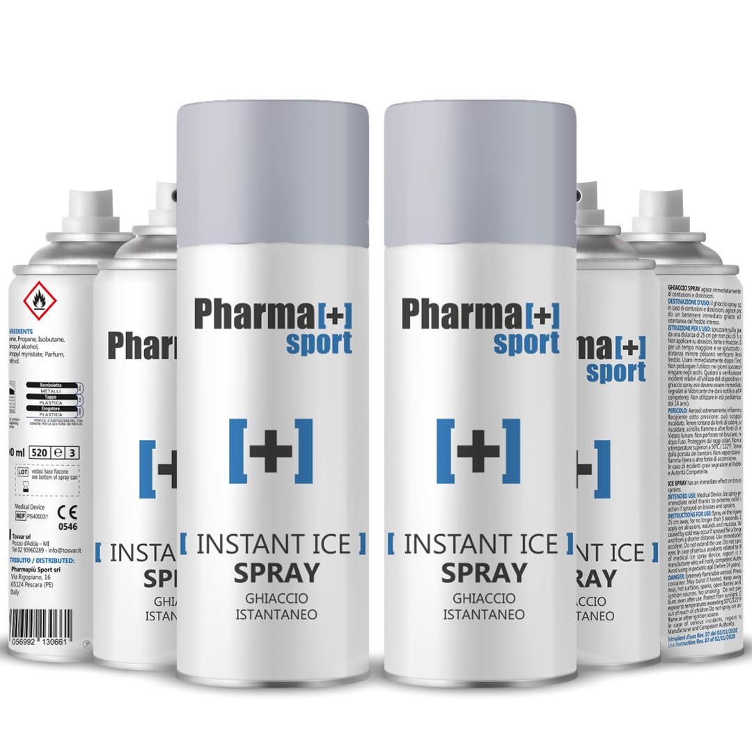 PHARMA+SPORT Ghiaccio Spray Sport - Istantaneo, Effetto Freddo, Dispositivo Medico Classe I, 400ml Confezione da 6 Pezzi