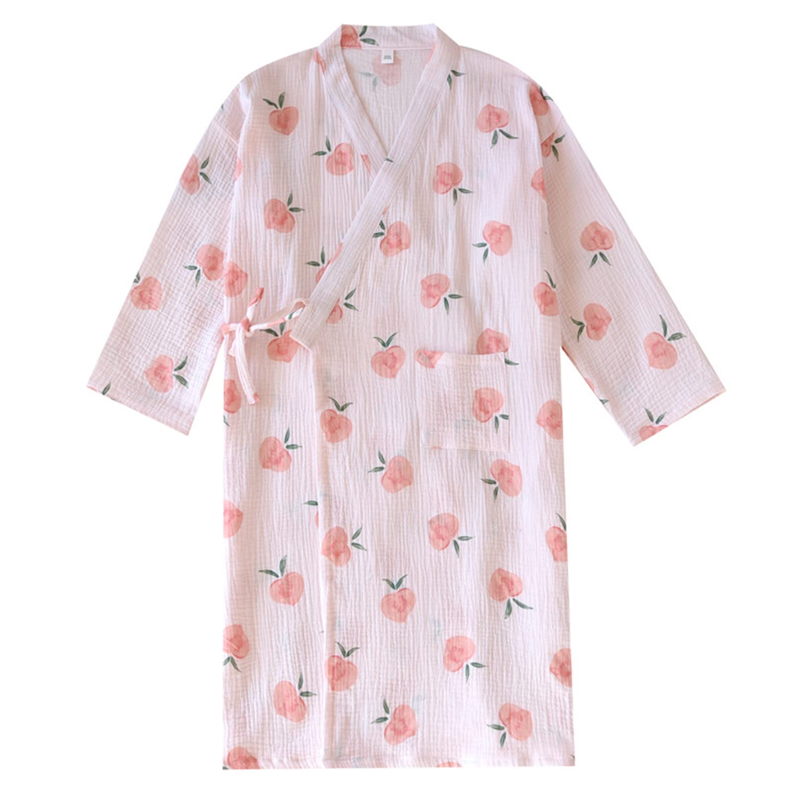 Bathrobe, Women's, 100% Cotton, Double Gauze, Long Sleeve, Nightgown, Long Bath, Japanese Style, Skin-friendly, Unifizz Room Wear, Yukata, Pajamas, Loungewear, Absorbent, Quick Drying, Thermal, Hot