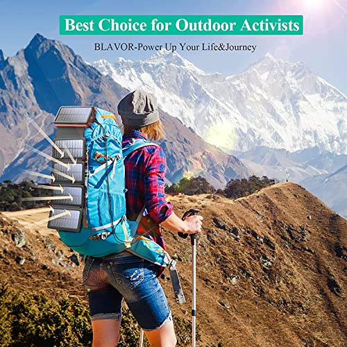 Blavor Solar Charger Five Panels Detachable, Qi Wireless Charger 20000Mah Portable Power Bank With Dual Output Type C Input Flashlight And Compass Kit (Red,20000Mah) #TOP6