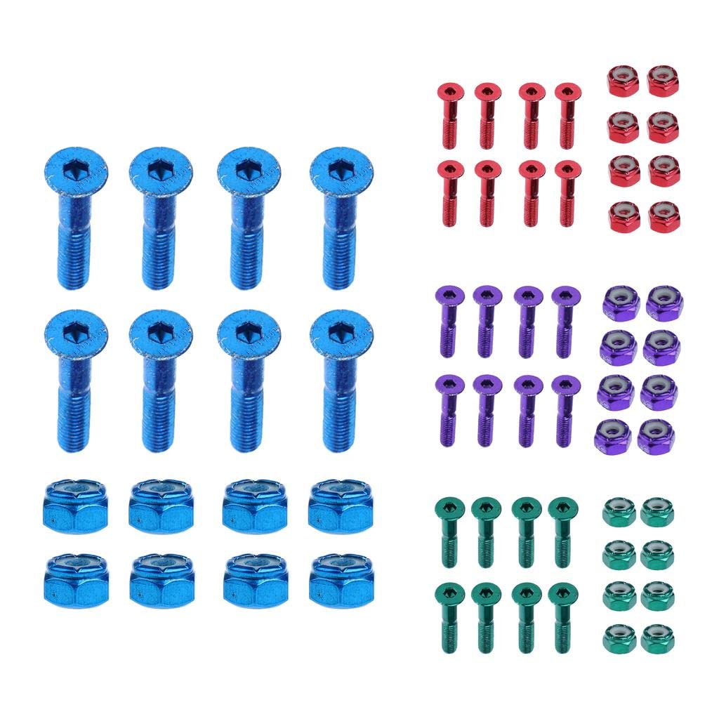 rockible Set of 8 Flat Head Screws for Skateboard Truck Assembly, Blue