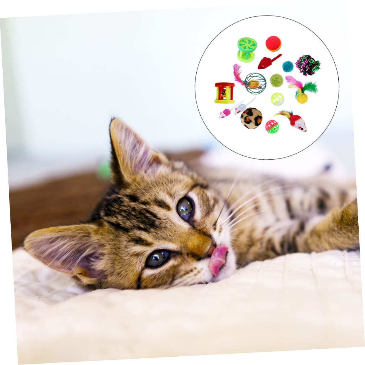 DOITOOL 96stücke Teiliges Katzenspielzeug Federn Und Glöckchen Interaktive Spielzeuge Für Kätzchen Fördert Die Aktivität Jagdverhalten Für Drinnen Zufällig