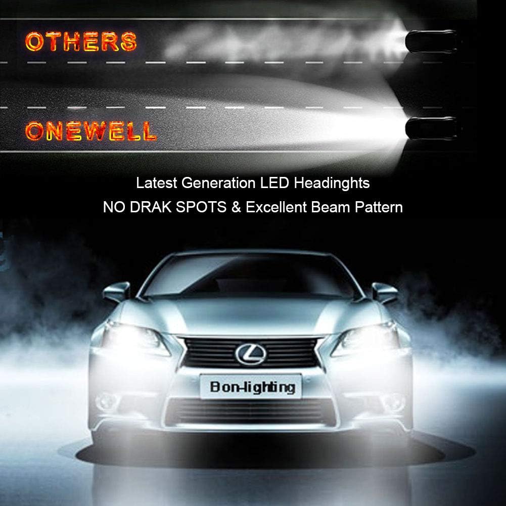 H1 LED Headlight Bulbs Conversion Kit, Onewell 2PCS Advanced COB Chips IP68 Waterproof 60W 6000LM 6000K Super Bright Cool White,2-YEAR WARRANTY