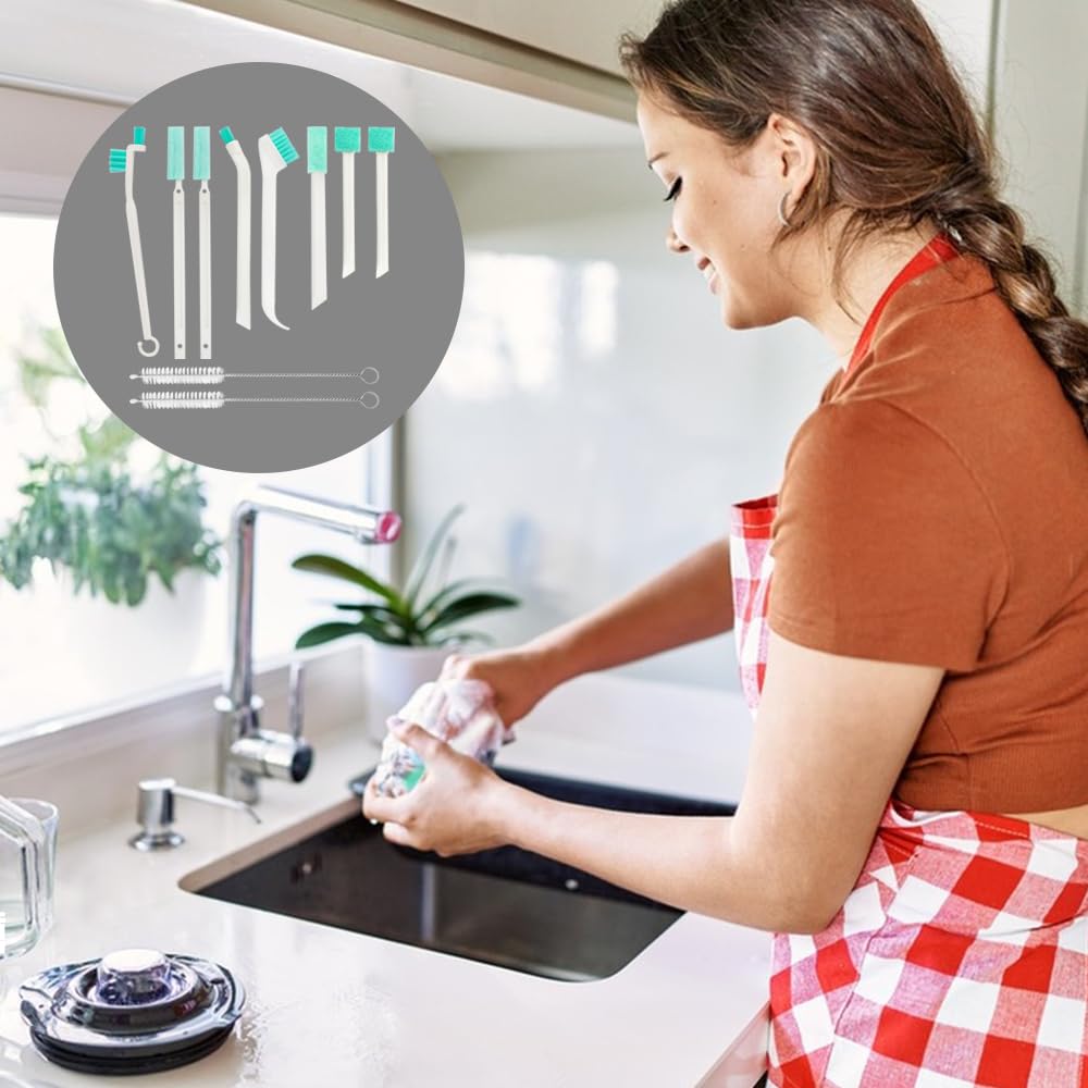 YuCool Cepillo de Limpieza Multifuncional, Cepillo Juntas, Cepillo de Limpieza Hogar,Cepillo Cerdas Duras, para Cocina,BañO,Alféizar de Ventana,Auto-12pcs