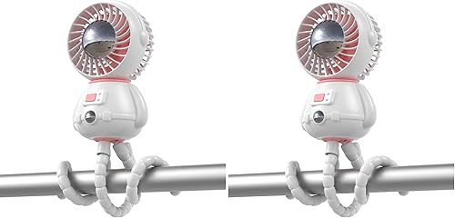Miniatura 8 de SLENPET Astronaut - Ventilador portátil para cochecito de bebé, clip con trípode flexible desmontable, 3 velocidades, rotación de 270°, funciona con