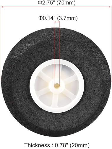 Miniatura 6 de uxcell Ruedas de avión RC - 6 ruedas de esponja de avión RC de 1.5 pulgadas x 0.08 pulgadas