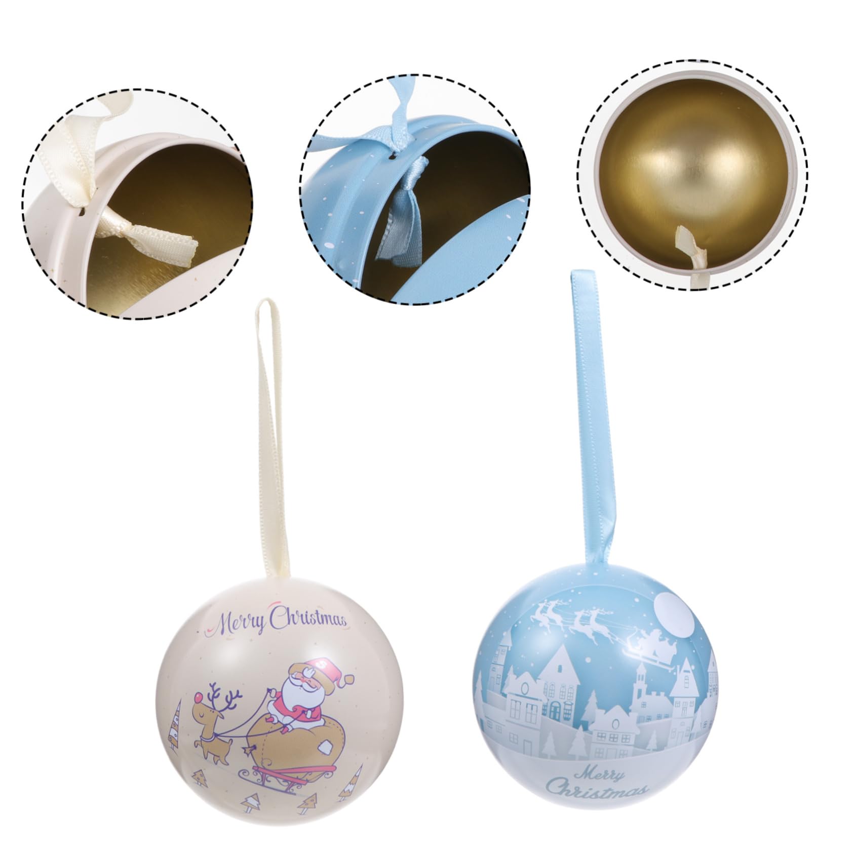 Operitacx Stk Weihnachtskugel-anhänger Runder Geschenkdosenbehälter Befüllbare Weihnachtskugeln Weihnachtskeksdosen Füllbare Weihnachtsornamente Weihnachtsbonbonkugel Weißblechmaterial