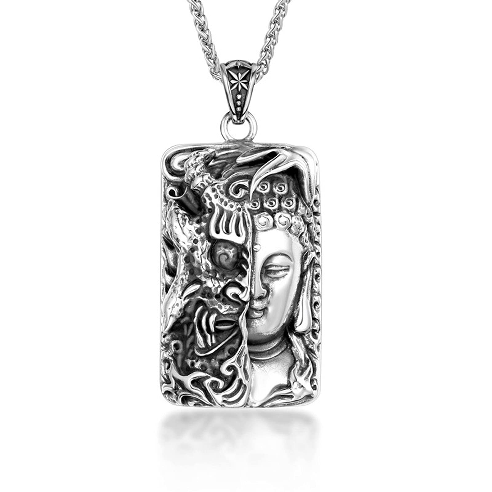 MINGDIANMINGDIAN Collar de Amuleto de Doble Cara Personalizado, artículos de Moda para Hombres Punk, Accesorios, Colgantes de Cadena de suéter para Mujeres
