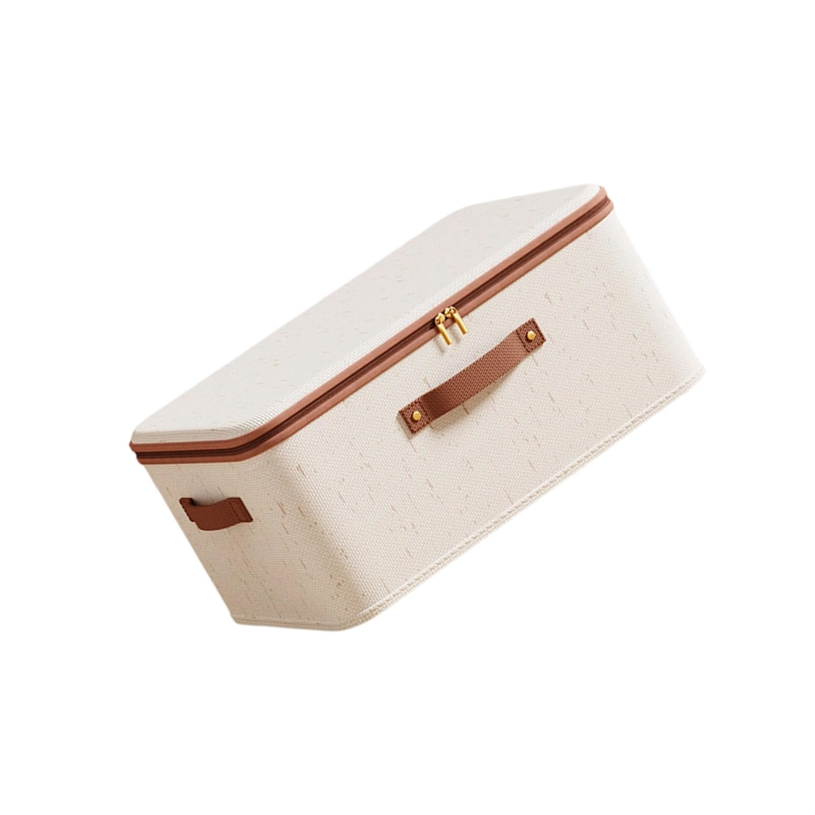 PANFHGFG Extra Capacity Cotton Linen Organiser Storage Box with Dustproof Zippered Closure for Blankets Seasonal Wardrobe Cotton Linen Storage Box with Zippered Lid