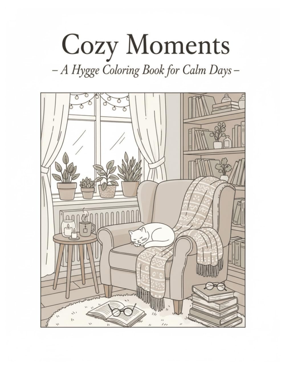 Cozy Moments – A Hygge Coloring Book for Calm Days: Relax and unwind with 34 cozy hygge-inspired illustrations featuring cute animals, warm interiors, and comforting scenes