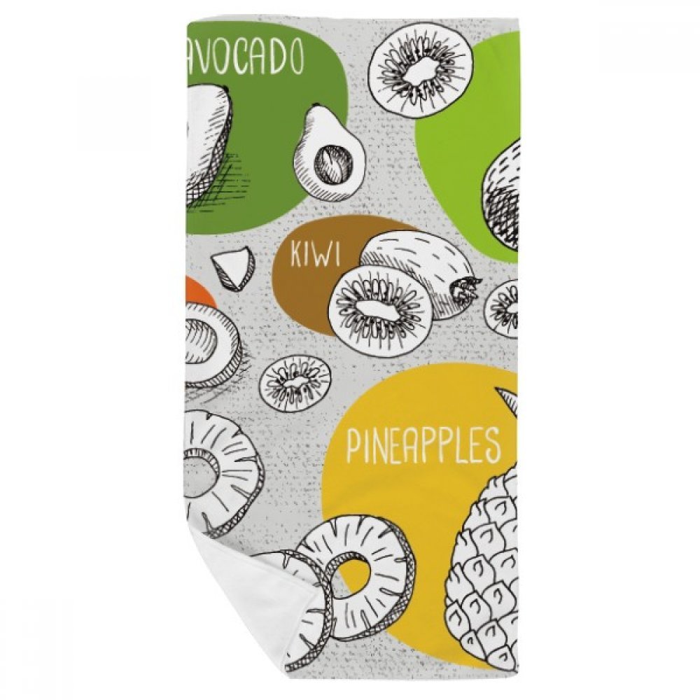 Gant de toilette ananas serviette de bain multicolore 35x70cm et drap de douche doux