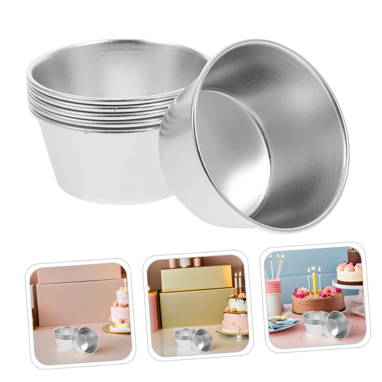 COLLBATH 8 piezas Moldes para Tartaletas Mini Moldes para Cupcakes Antiadherentes de Acero al Carbono Muffins y Postres para Hornear Tartas y Dulces Pequeños Fiestas y Navidad