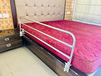 P.M.P.S. Stainless Steel Hospital Bed Railing I Dropdown & Pull up Function - 1 Side (no Drilling Required)