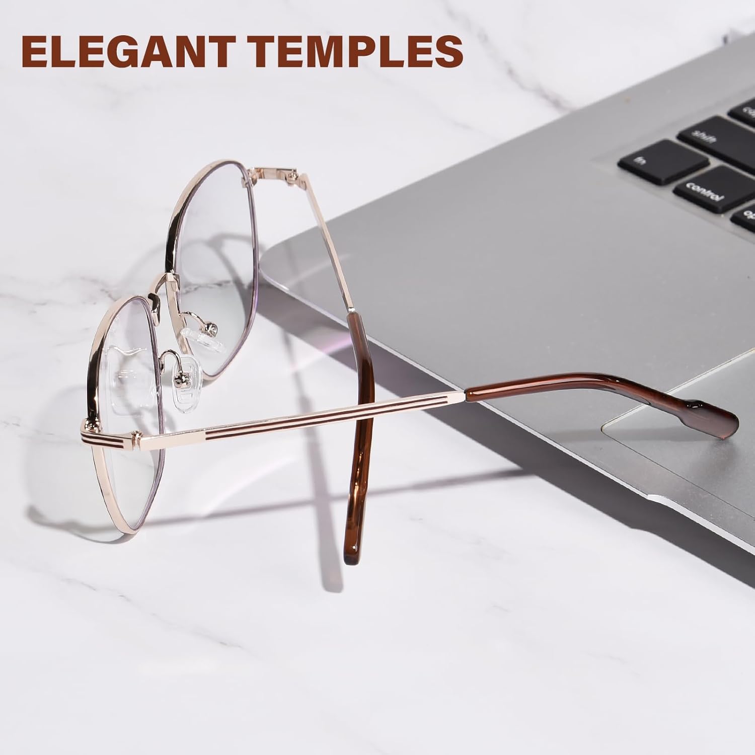 OPTOFENDY Metal Blue Light Blocking Glasses for Women Men, Square Computer Eyeglasses, Anti Eyestrain & UV Protection - Image 2