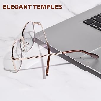 Metal Blue Light Glasses for Women Men Square Computer Eyeglasses