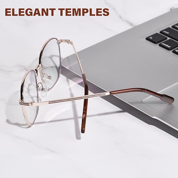 Metal Blue Light Glasses for Women Men Square Computer Eyeglasses