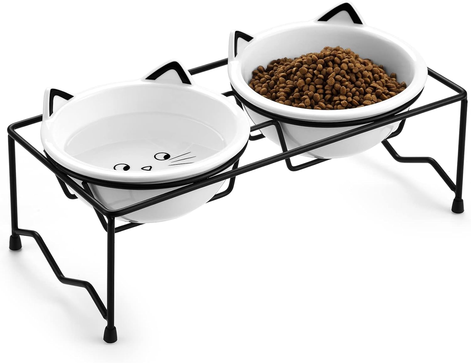 Yedio Porcelain Elevated Cat Bowls Set, Raised Pet Food Water Bowls with Stand, Protect Pet's Spine, Porcelain Pet Bowl for Cat or…