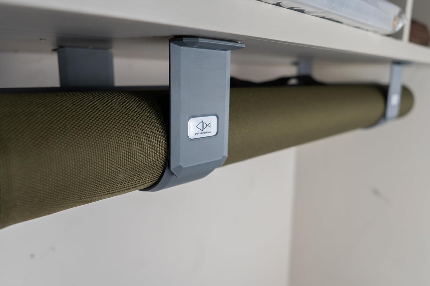 Fly Rod Tube Holder – Under Shelf & Ceiling Mount | Holds 2 Fly Rod Tubes | PETG, Made in USA | Fits Standard 2" & Large 2.5" Hard and Cloth Rod Tubes (2 Pack)