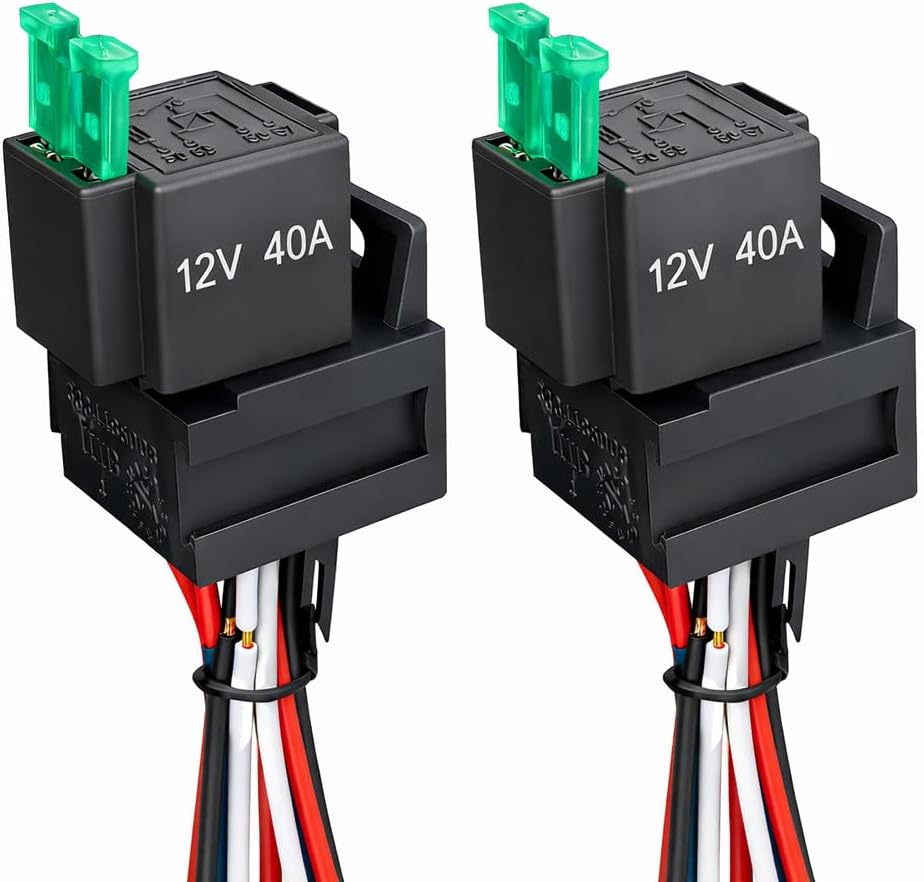 MGI SpeedWare Fused Relay 40A 12vDC 4-Pin SPST with Harness Socket and 30A LED Fuse (2-Pack)