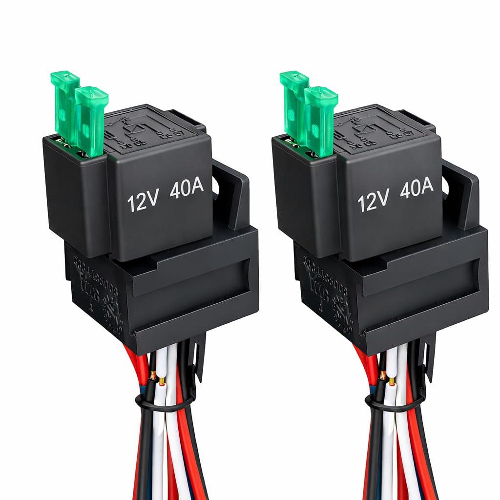 MGI SpeedWare Fused Relay 40A 12vDC 4-Pin SPST with Harness Socket and 30A LED Fuse (2-Pack)