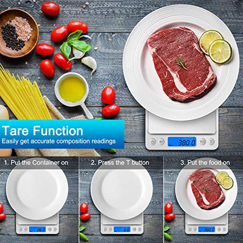 Netvip Stainless Steel Digital Kitchen Scale With Lcd Display, Ultra Slim Food Scale Weight Grams And Ounces With Tare Function For Weight Loss, Baking, Cooking, Batteries Included-Auto Off #TOP4