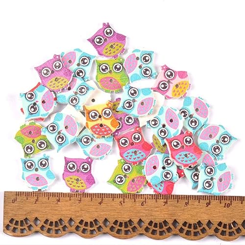 Miniatura 2 de AKOAK 50 botones de madera de 2 agujeros, botones de gato, para álbumes de recortes a mano, costura, decoración de disfraces, manualidades (A-01,