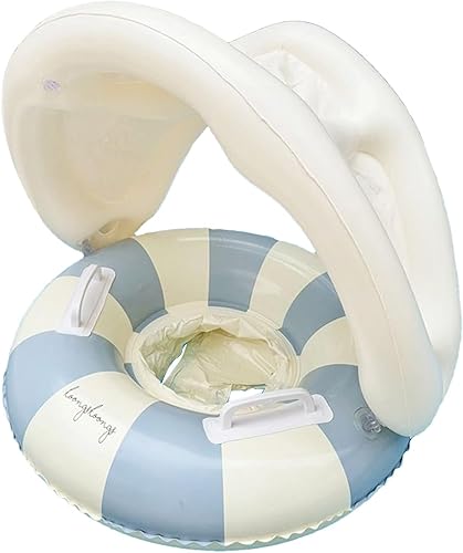 Miniatura 11 de Babyy - Flotador de piscina – Anillo de protección solar, asiento de seguridad plegable, flotador de natación retro con toldo y sombrilla | Juguete