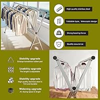 Vista 4 de AIODE Estante de secado de ropa plegable para ropa sucia, 79 pulgadas, de acero inoxidable, para exteriores, colgador de ropa para interiores