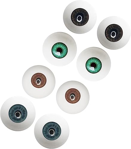 Ojos acrílicos realistas, 2 pares de globos oculares huecos de plástico, 1.181 in de diámetro, ojos falsos semicirculares para decoración de fiesta