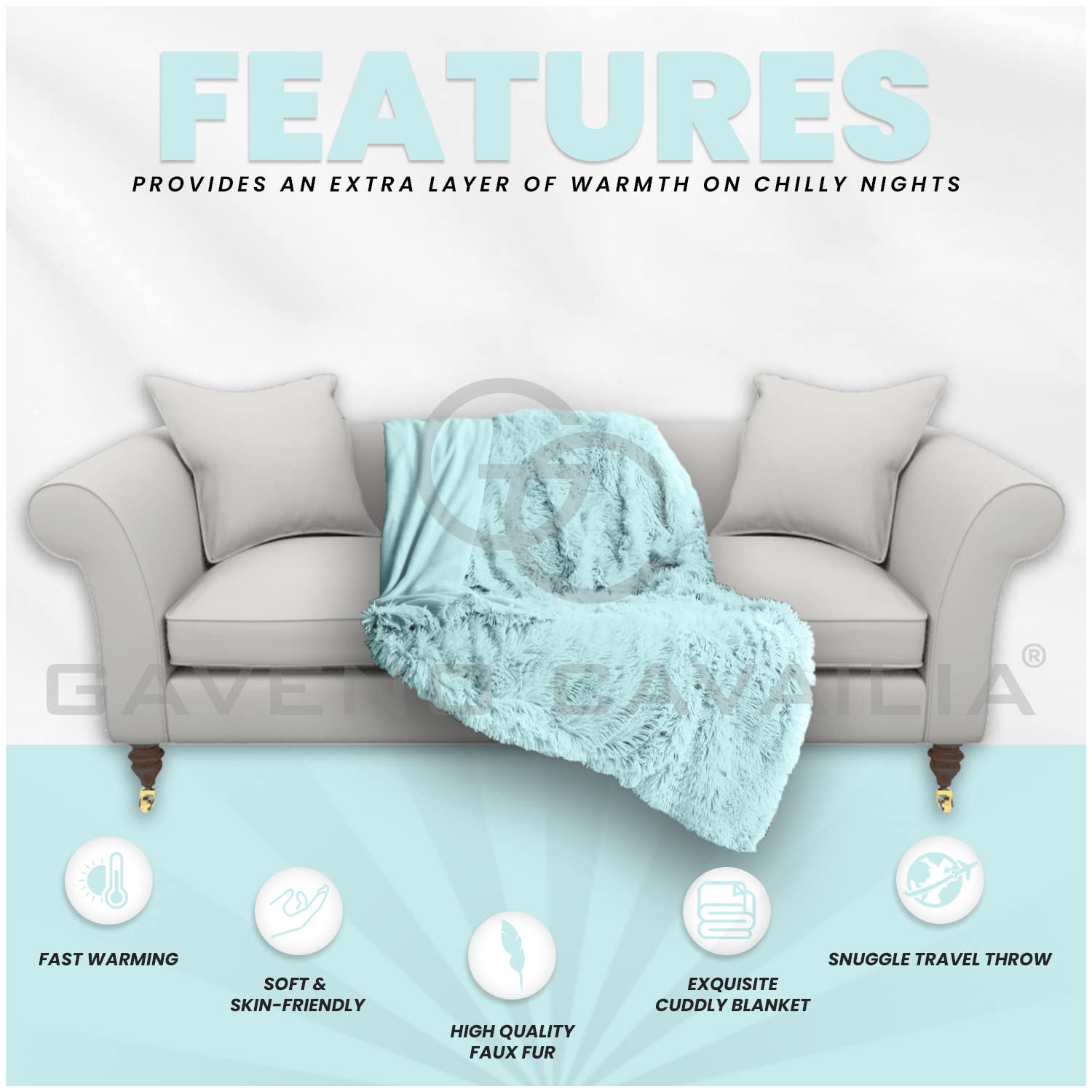 Gaveno Cavailia Hugg and Snugg Teddy Fleece Sofa Bed Blanket, Super Soft Fluffy Easy Care Decorative Throw - Image 4