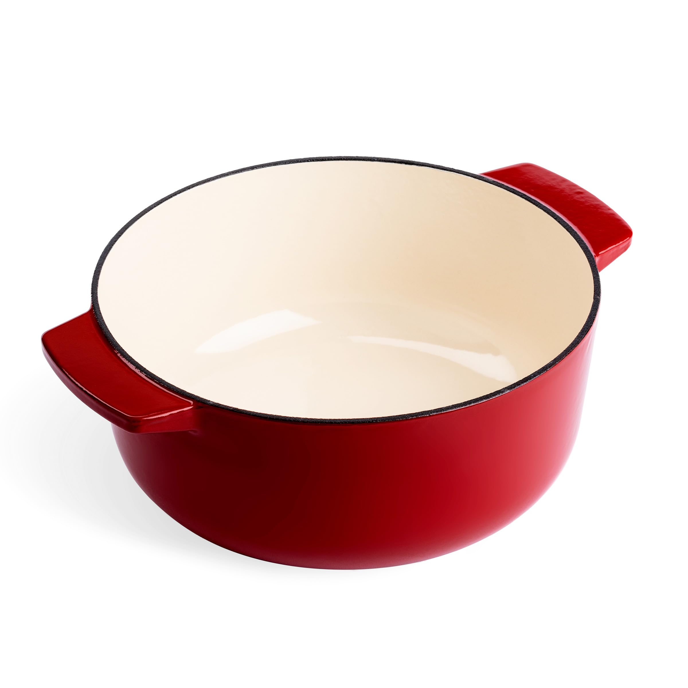 KitchenAid Cast Iron 26cm/5,2L Kasserolle mit Deckel, Hochwertig, Robust & Langlebig, Anbraten, Bräunen,Braten,PFAS-freie Emaille Innenseite,Induktion,Ergonomischer Griff,Ofenfest bis 260°C,Empire Red
