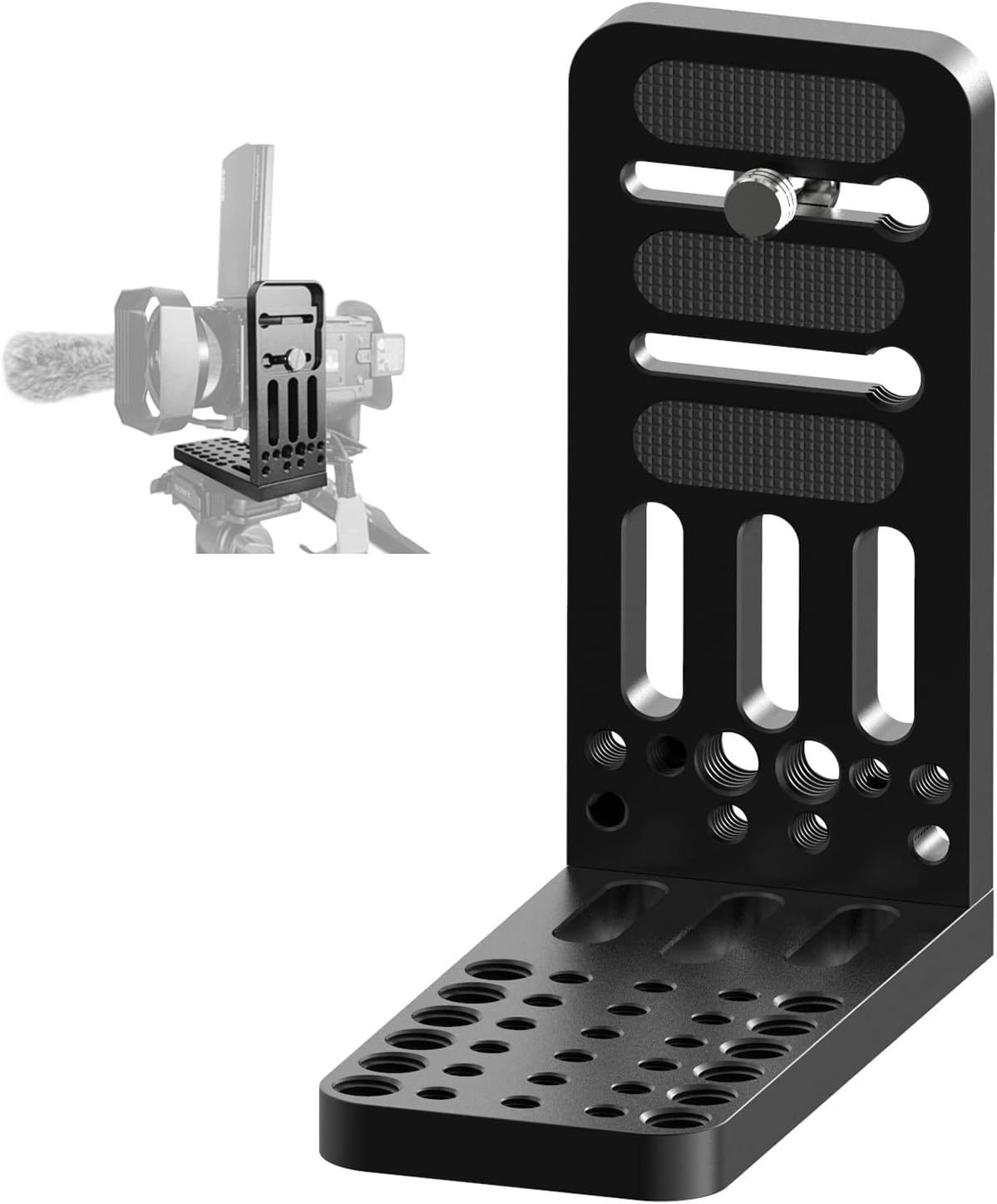 Camera L Bracket Lock On Quick Release Plate for Canon Nikon Sony 4K Video Camcorder DSLR 3/8" 1/4" Vertical Shooting FX3,FS5,FS7,FX6,FX8,FX9,NX80,XC10,XC15,NX100,Z150 ARRI Alexa Mini Amira up to 20kg