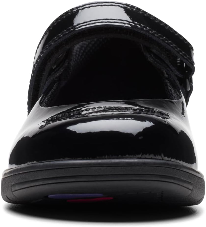 Clarks School Children's Jazzy Jig Mary Jane Flat, Black Patent Coated Leather, 11 Medium US