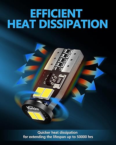 Miniatura 6 de Yorkim 194 bombillas LED blancas CANBUS sin errores T10 LED 6-SMD 2835 Chipsets 2825 168 W5W bombilla sin polaridad bombillas de repuesto para mapa