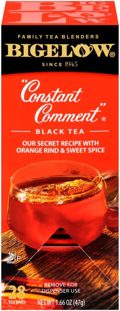 Bigelow Constant Comment Tea 28-Count Box (Pack of 1) Spiced Premium Black Tea with Orange Peel Antioxidant-Rich Full Caffeine Black Tea in Foil-Wrapped Bags