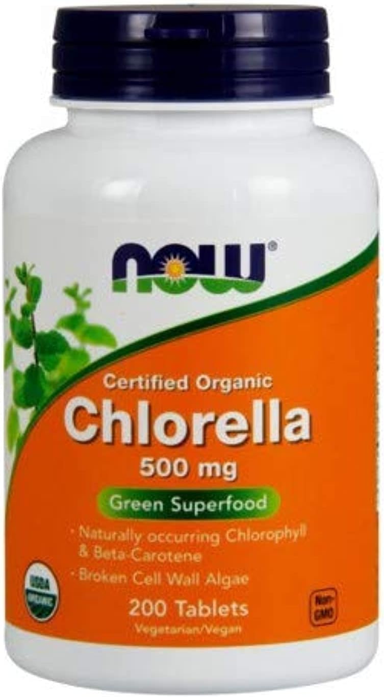 NOW Foods - Chlorella Green Superfood Certified Organic 500 mg. - 200 Tablets (Multi-Pack)