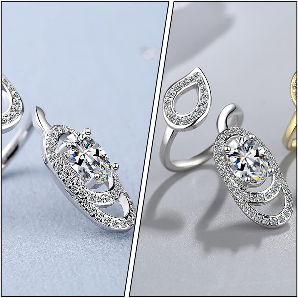 Holibanna Adjustable Open Fingernail Ring Rhinestone Nail Decorative Jewelry for Women Fingertip Nail Ring Party Hand Accessories