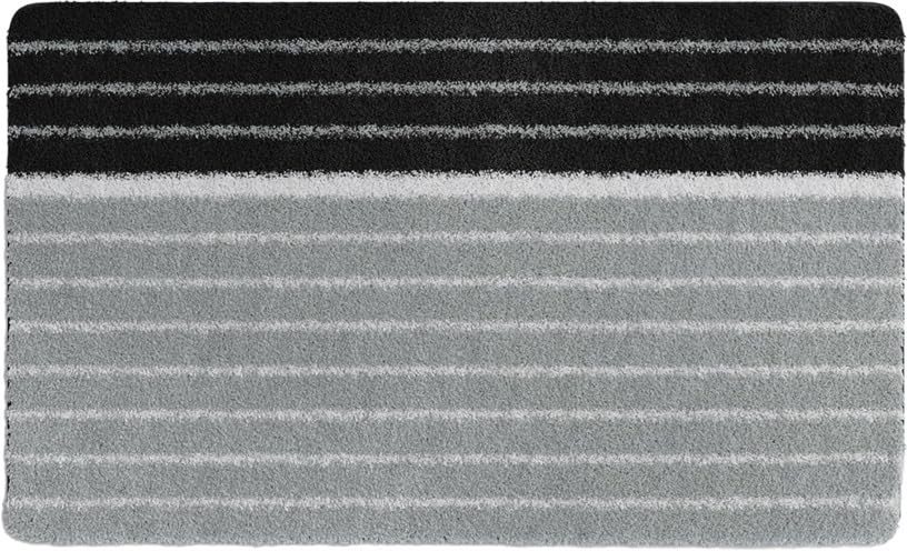 Tapis de bain TANDEA 60x100 cm gris grand format tapis douche coton lavable